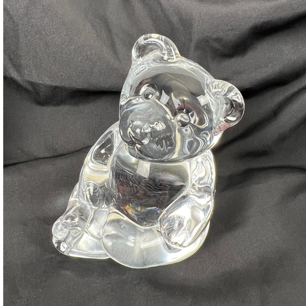 Vtg Princess House Clear Crystal Teddy Bear‎ Figurine Glass Animal Cottagecore